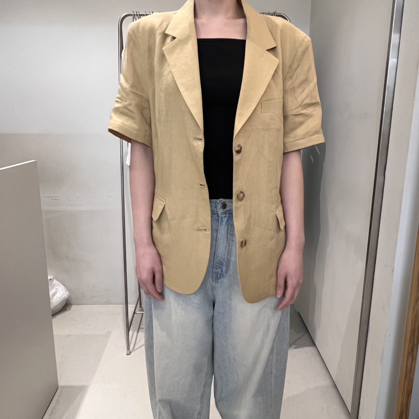 OUTRENE韓國直郵㊣女裝新款時尚推薦人氣熱賣25春夏夾克亞麻OUTRENE夾克