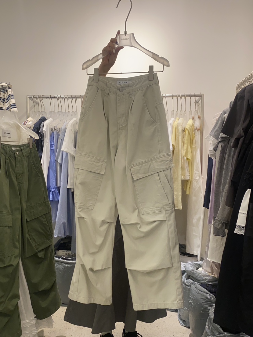 LOOKK直郵韓國代購㊣女裝新品推薦休閑時尚熱賣25春夏休閑褲口袋JEONG GAM STUDIOS休閑褲圖色1