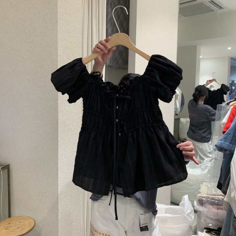 SSEMIENNE直郵韓國代購㊣女裝新款人氣推薦時尚休閑襯衫蕾絲衫SSEMIENNE襯衫/蕾絲衫圖色3