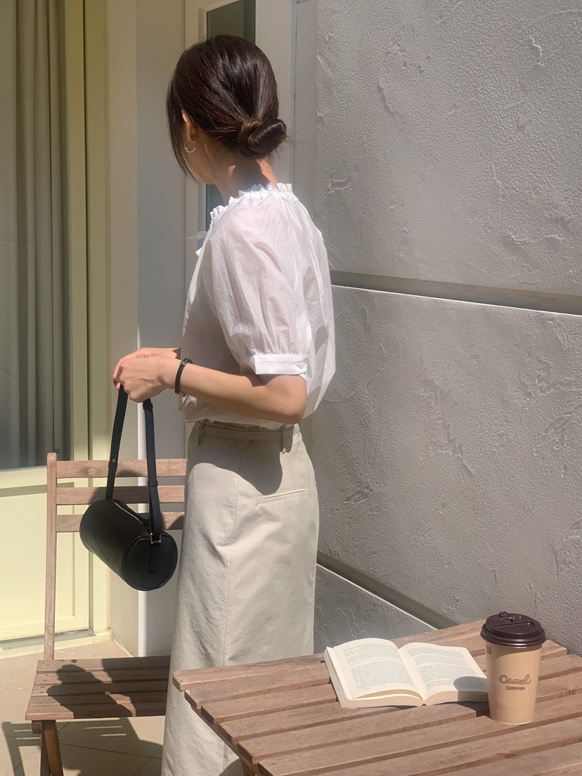 MEMOIRE韓國直郵㊣東大門實拍女裝新品時尚熱賣25春夏襯衫蕾絲衫MEMOIRE襯衫/蕾絲衫