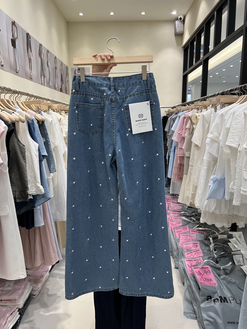 MARIE MARIE直郵韓國代購㊣女裝新品熱賣休閑推薦牛仔褲刺繡MARIE MARIE牛仔褲