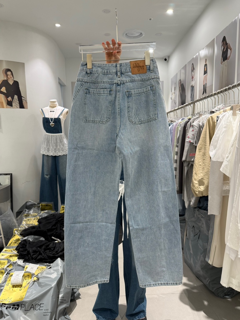 WATERMELON韓國㊣直郵東大門代購女裝新款25春夏牛仔褲腰帶WATERMELON牛仔褲