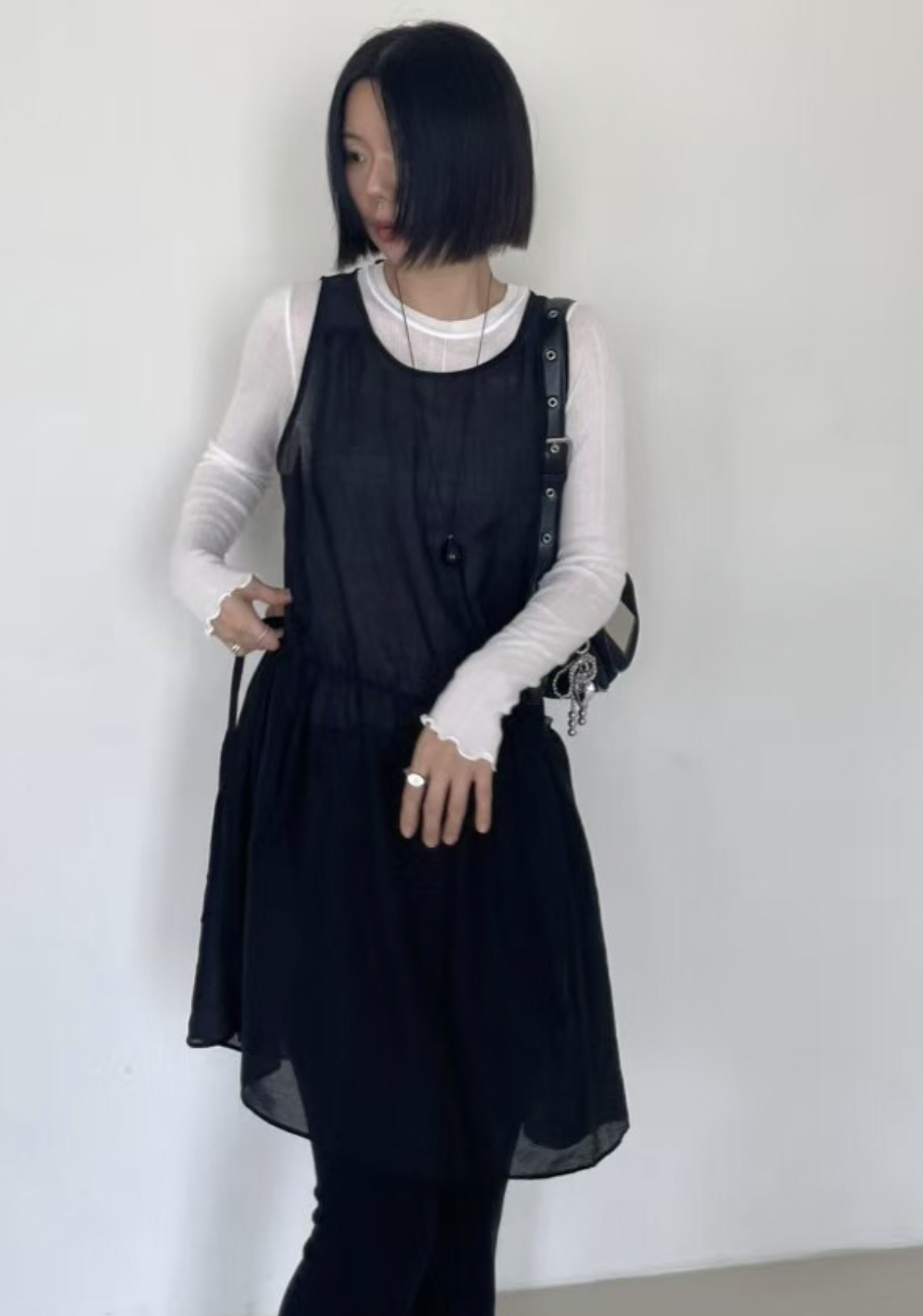 IKMOOI韓國直郵㊣東大門實拍女裝新品人氣時尚推薦連衣裙褶皺IKMOOI連衣裙圖色2