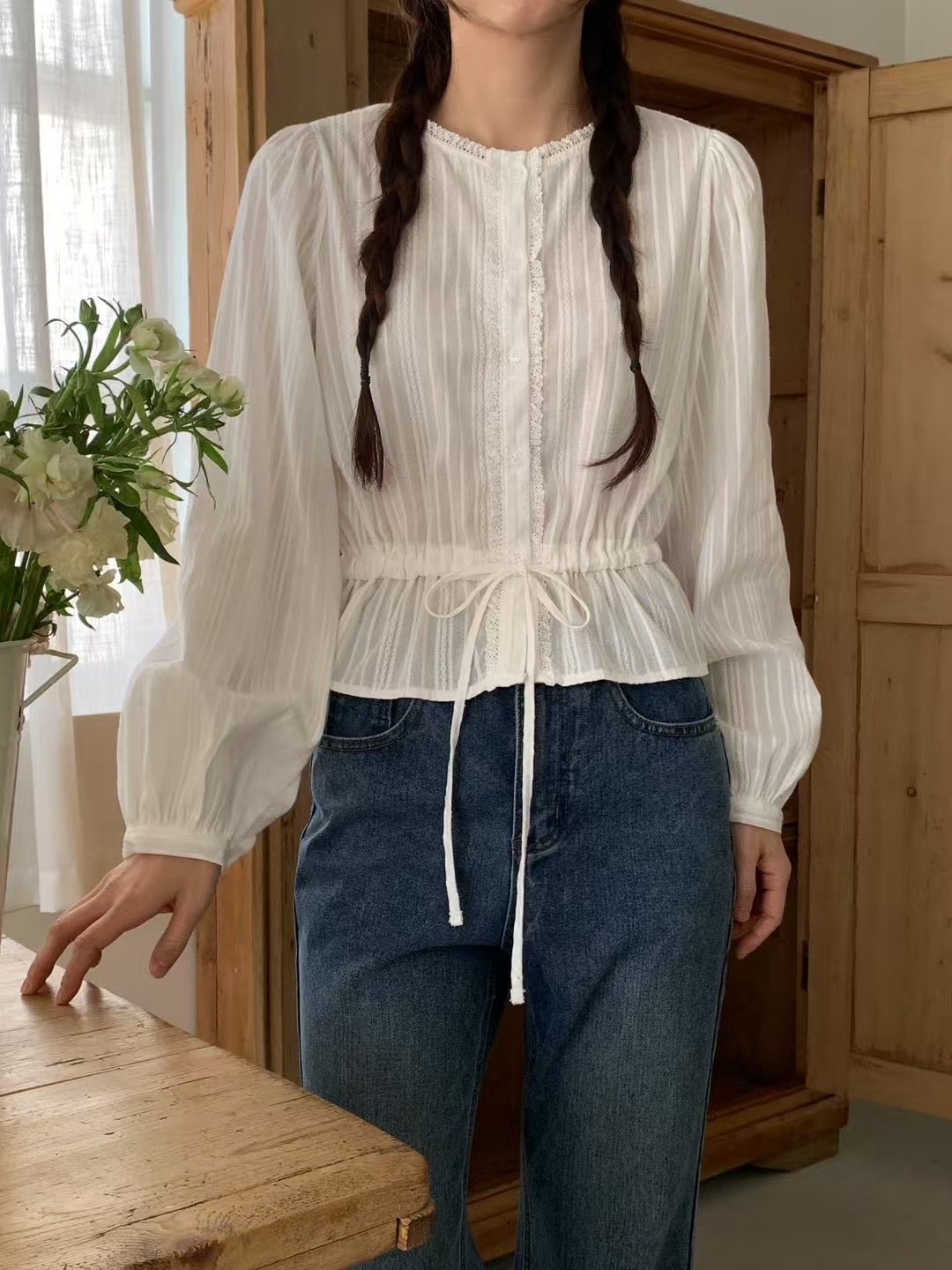 IKMOOI韓國㊣直郵東大門代購女裝新品25春夏時尚襯衫蕾絲衫IKMOOI襯衫/蕾絲衫