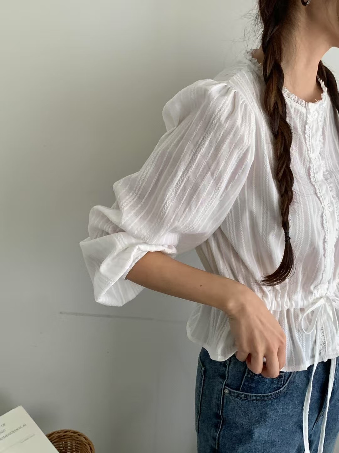 IKMOOI韓國㊣直郵東大門代購女裝新品25春夏時尚襯衫蕾絲衫IKMOOI襯衫/蕾絲衫