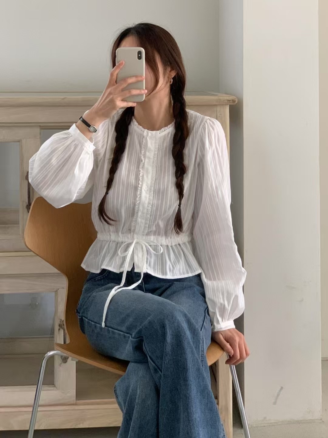IKMOOI韓國㊣直郵東大門代購女裝新品25春夏時尚襯衫蕾絲衫IKMOOI襯衫/蕾絲衫