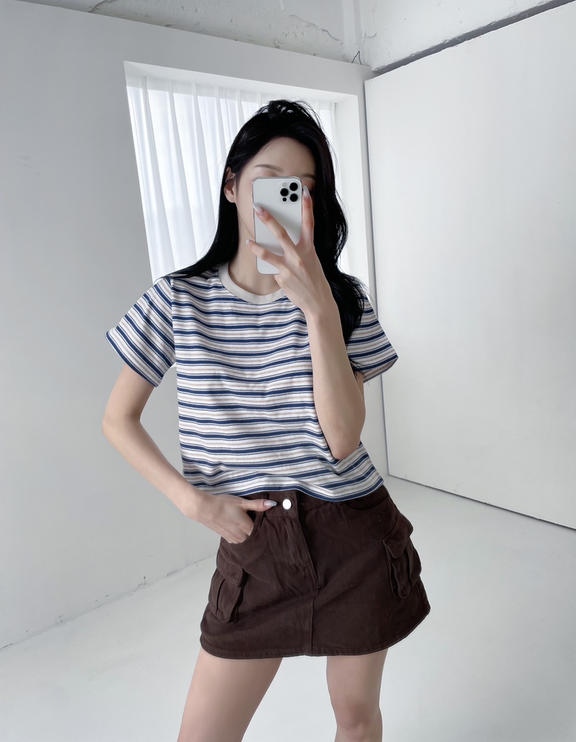 DOUBLE.S韓國㊣直郵東大門代購女裝新款休閑時尚25春夏T恤DOUBLE.ST恤
