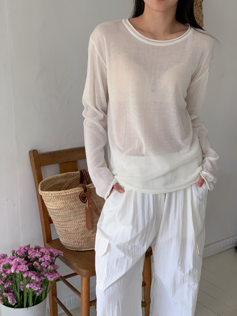 DARLUZ_MI韓國直郵㊣東大門實拍女裝新款25春夏針織衫透視寬松DARLUZ_MI針織衫