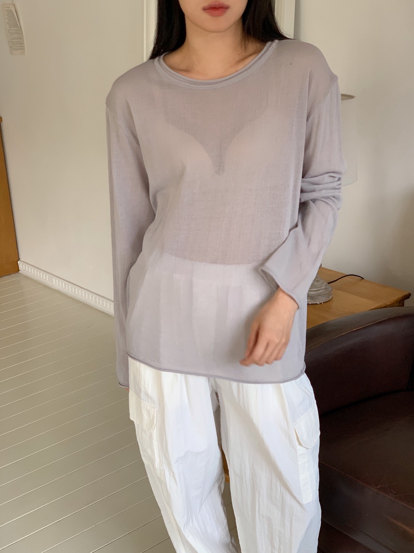 DARLUZ_MI韓國直郵㊣東大門實拍女裝新款25春夏針織衫透視寬松DARLUZ_MI針織衫圖色4
