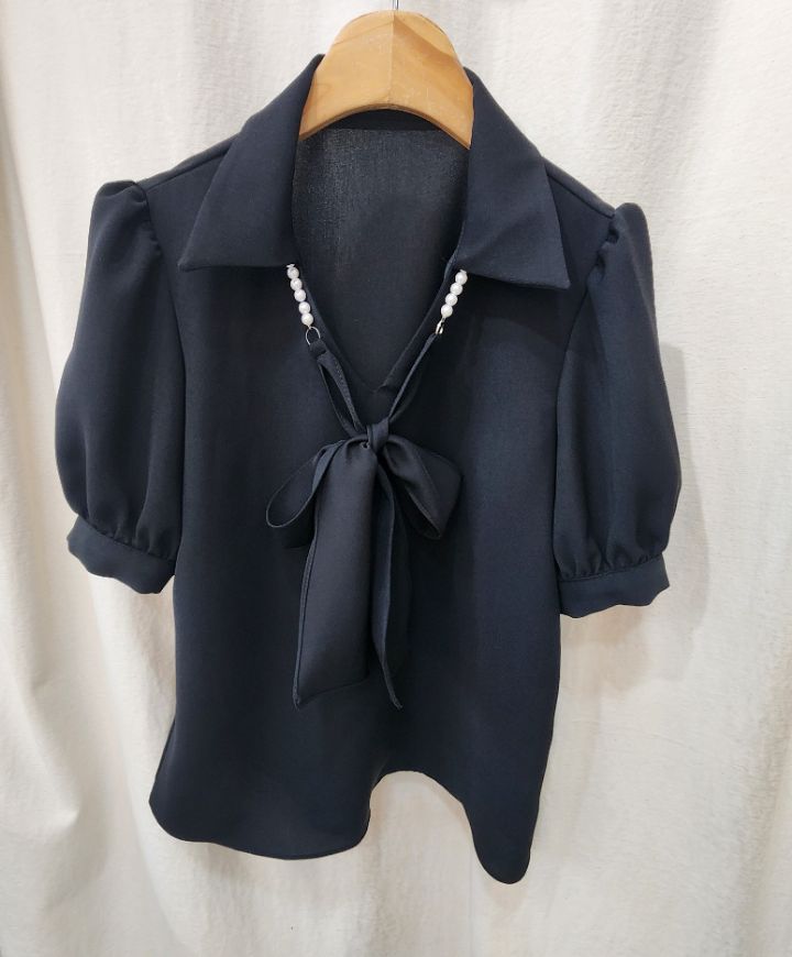 火Ⅱ-화투-T直郵韓國代購㊣女裝新品人氣襯衫蕾絲衫含領帶火Ⅱ襯衫/蕾絲衫