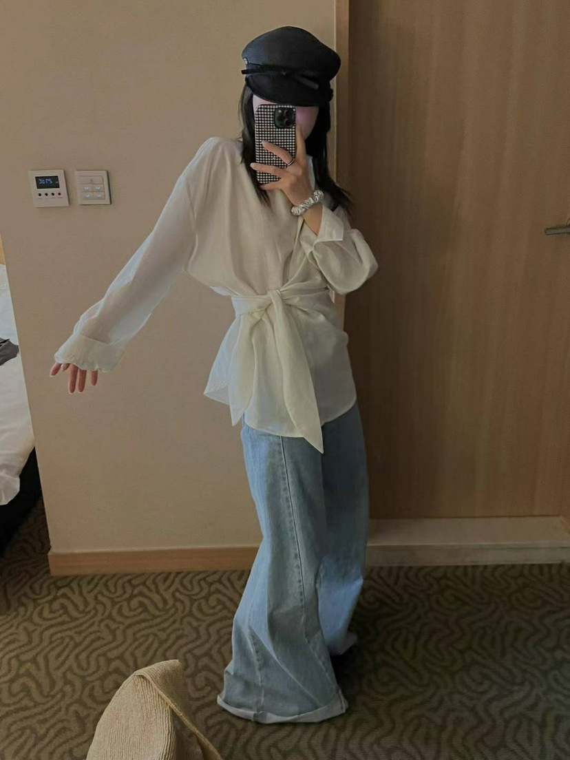 LE-PPL韓國直郵㊣女裝新品推薦時尚25春夏休閑人氣襯衫蕾絲衫LE-PPL襯衫/蕾絲衫