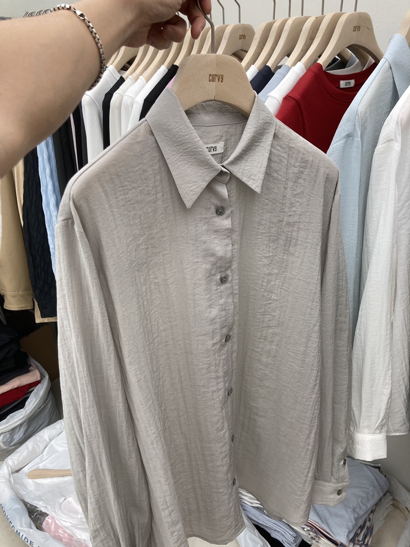CURVY韓國㊣直郵東大門代購女裝新品時尚25春夏襯衫蕾絲衫透明CURVY襯衫/蕾絲衫圖色4