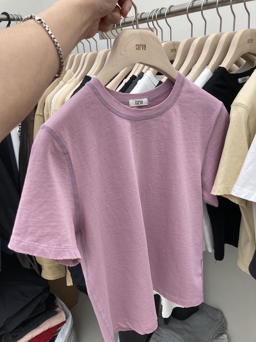 CURVY韓國直郵㊣東大門實拍女裝新款推薦休閑25春夏熱賣T恤CURVYT恤圖色3