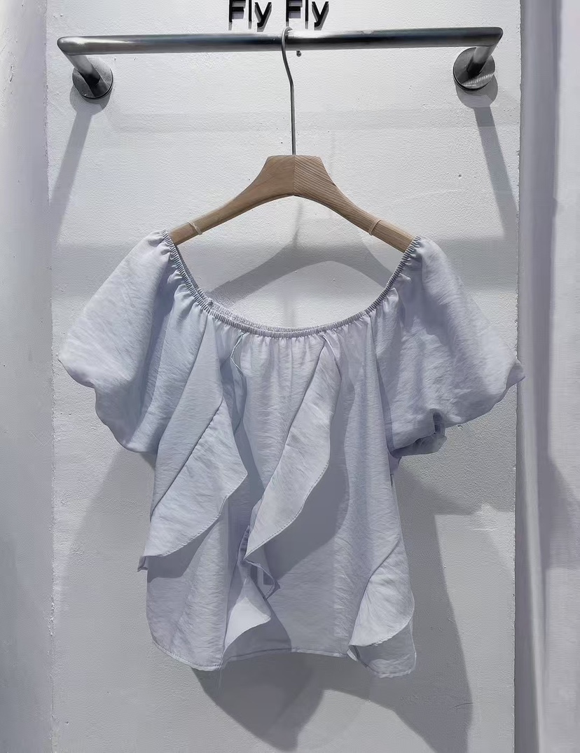 FIL FIL韓國㊣直郵東大門代購女裝新品人氣襯衫蕾絲衫褶皺FIL FIL襯衫/蕾絲衫圖色3