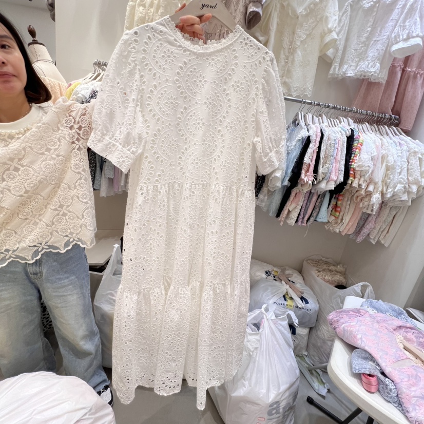 YARD韓國直郵㊣東大門實拍女裝新款休閑人氣連衣裙刺繡長款YARD連衣裙圖色3