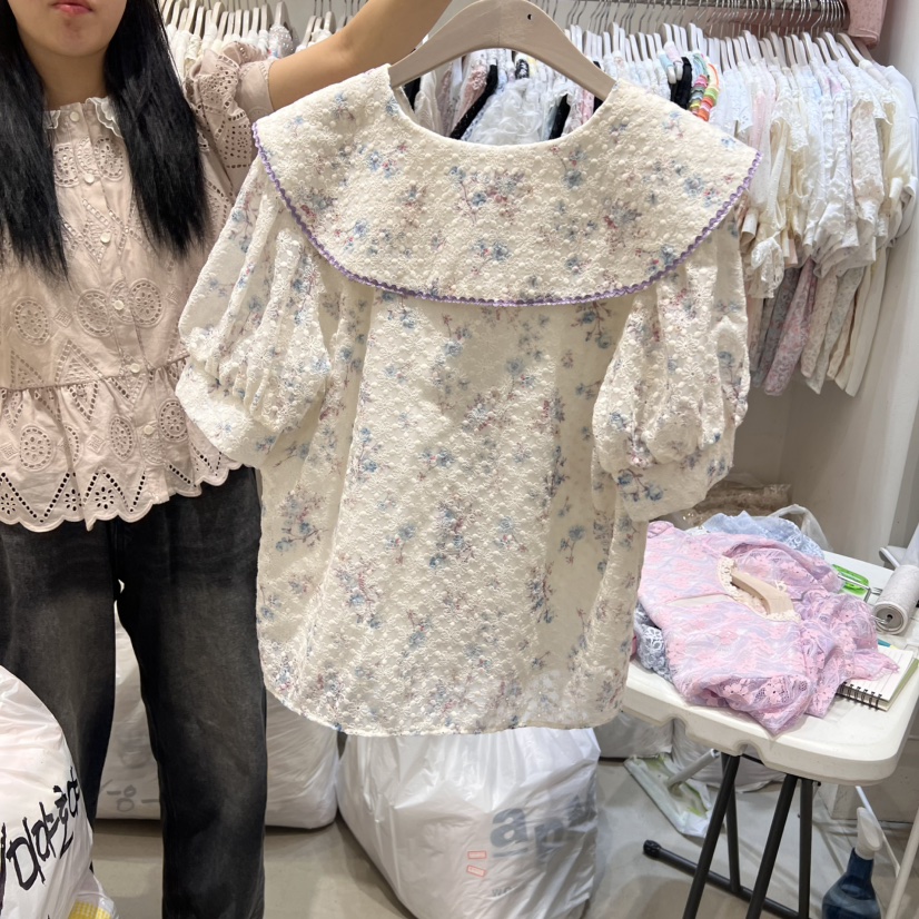 YARD直郵韓國代購㊣女裝新品人氣推薦時尚休閑襯衫蕾絲衫刺繡YARD襯衫/蕾絲衫