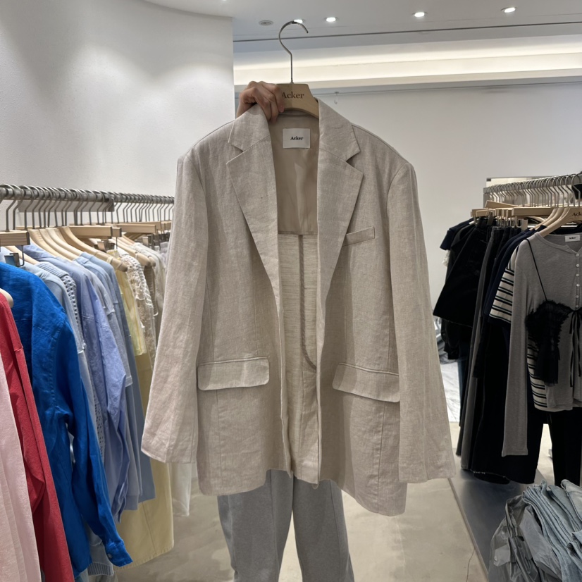ACKER直郵韓國代購㊣女裝新品休閑熱賣人氣推薦時尚夾克亞麻ACKER夾克圖色2
