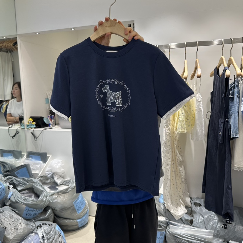 RICH SISTER直郵韓國代購㊣女裝新品時尚熱賣休閑人氣25春夏T恤RICH SISTERT恤圖色2