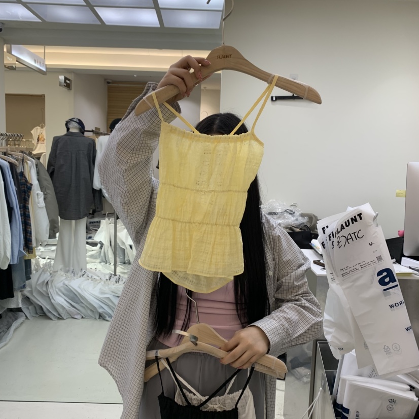 FLAUNT韓國直郵㊣東大門實拍女裝新品熱賣推薦吊帶背心格紋FLAUNT吊帶/背心圖色2