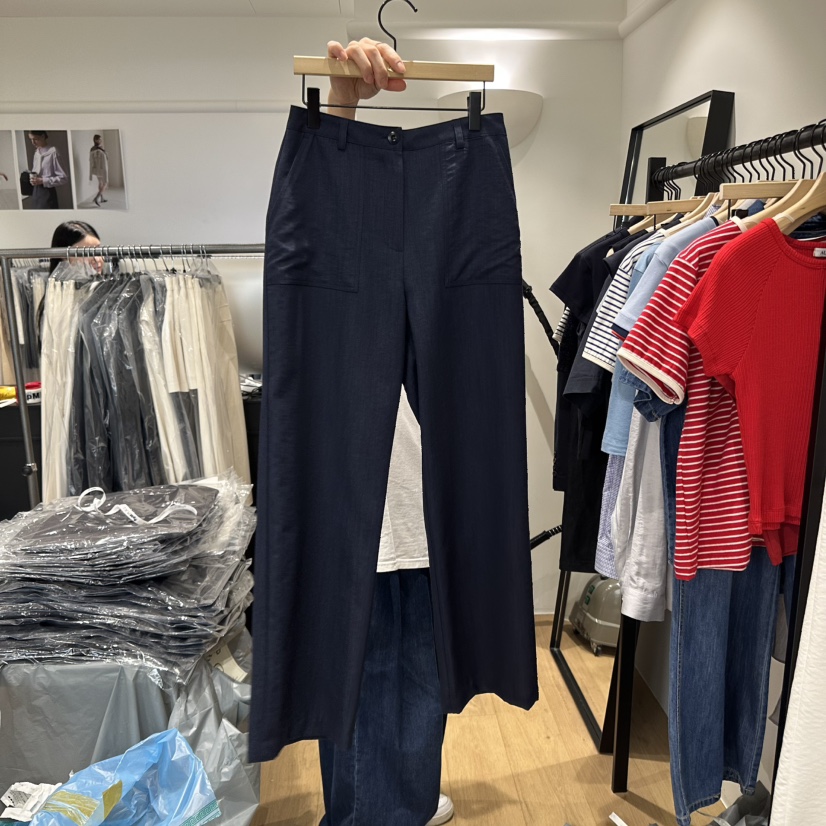 aube nunt直郵韓國代購㊣女裝新品人氣25春夏時尚休閑褲口袋aube nunt休閑褲圖色2