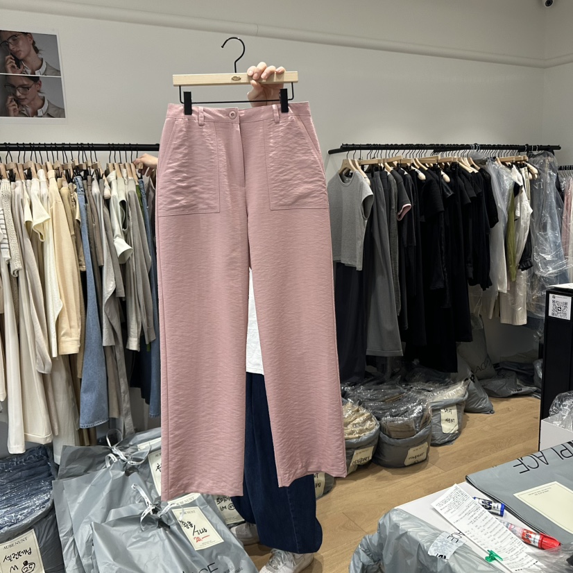 aube nunt直郵韓國代購㊣女裝新品人氣25春夏時尚休閑褲口袋aube nunt休閑褲圖色3