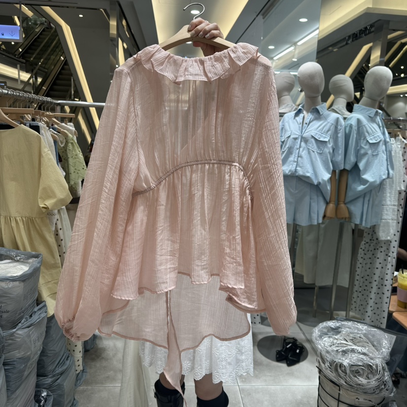 XPARTY韓國㊣直郵東大門代購女裝新款時尚25春夏襯衫蕾絲衫XPARTY襯衫/蕾絲衫