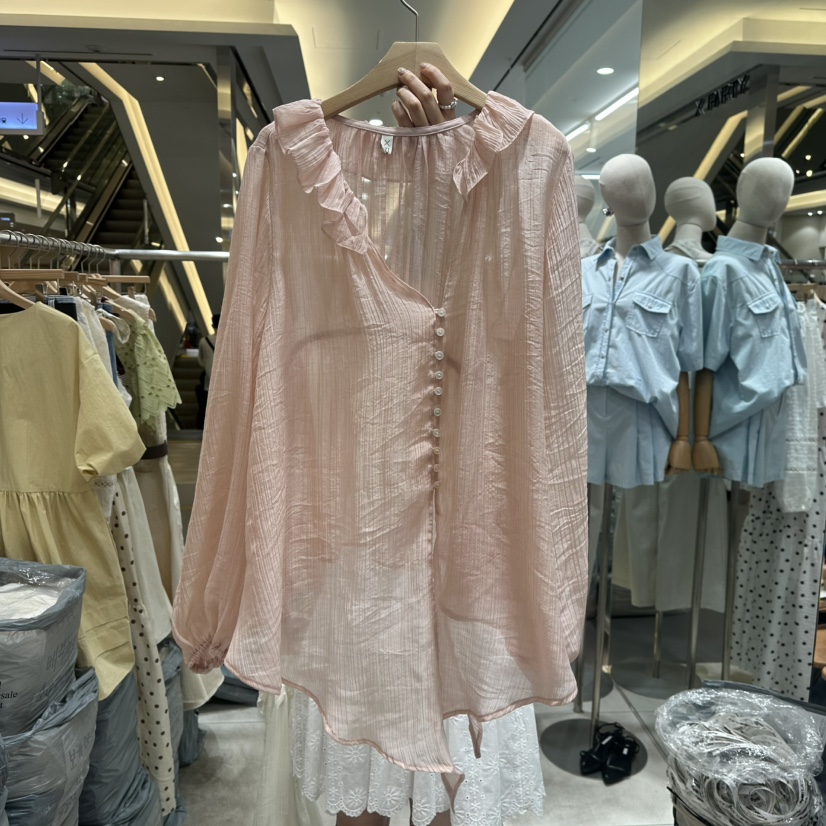 XPARTY韓國㊣直郵東大門代購女裝新款時尚25春夏襯衫蕾絲衫XPARTY襯衫/蕾絲衫