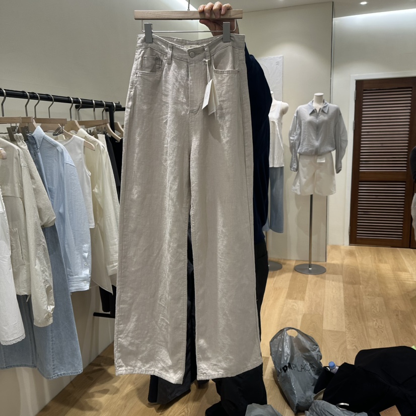 GILLI直郵韓國代購㊣女裝新品熱賣人氣休閑時尚25春夏休閑褲亞麻GILLI休閑褲