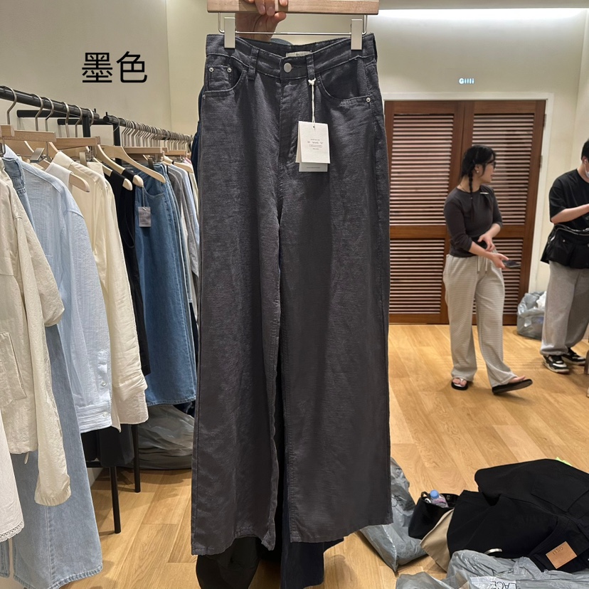 GILLI直郵韓國代購㊣女裝新品熱賣人氣休閑時尚25春夏休閑褲亞麻GILLI休閑褲圖色2