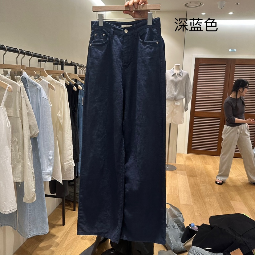 GILLI直郵韓國代購㊣女裝新品熱賣人氣休閑時尚25春夏休閑褲亞麻GILLI休閑褲圖色3