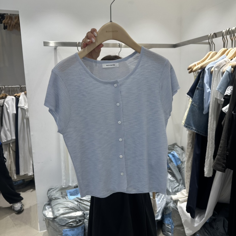 RICH SISTER韓國直郵㊣東大門實拍女裝新品推薦針織衫紐扣RICH SISTER針織衫
