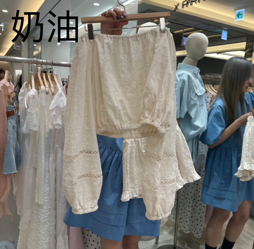 XPARTY韓國㊣直郵東大門代購女裝新品25春夏休閑襯衫蕾絲衫XPARTY襯衫/蕾絲衫圖色2