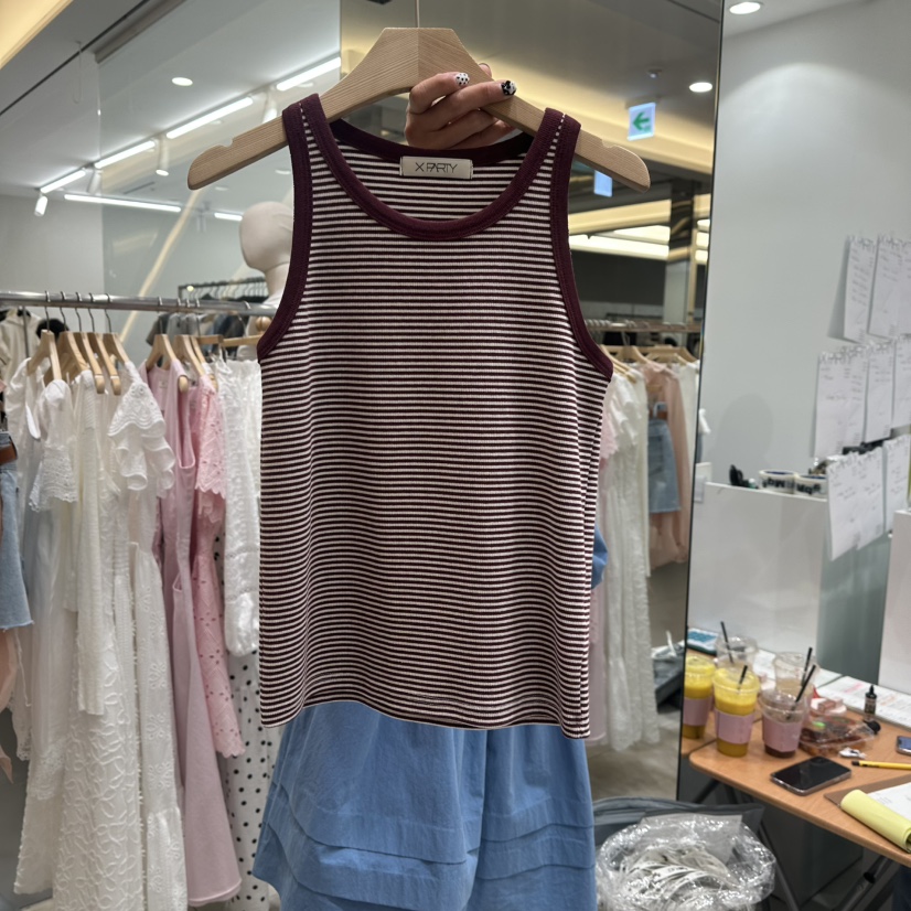 XPARTY直郵韓國代購㊣女裝新品25春夏時尚推薦休閑吊帶背心XPARTY吊帶/背心
