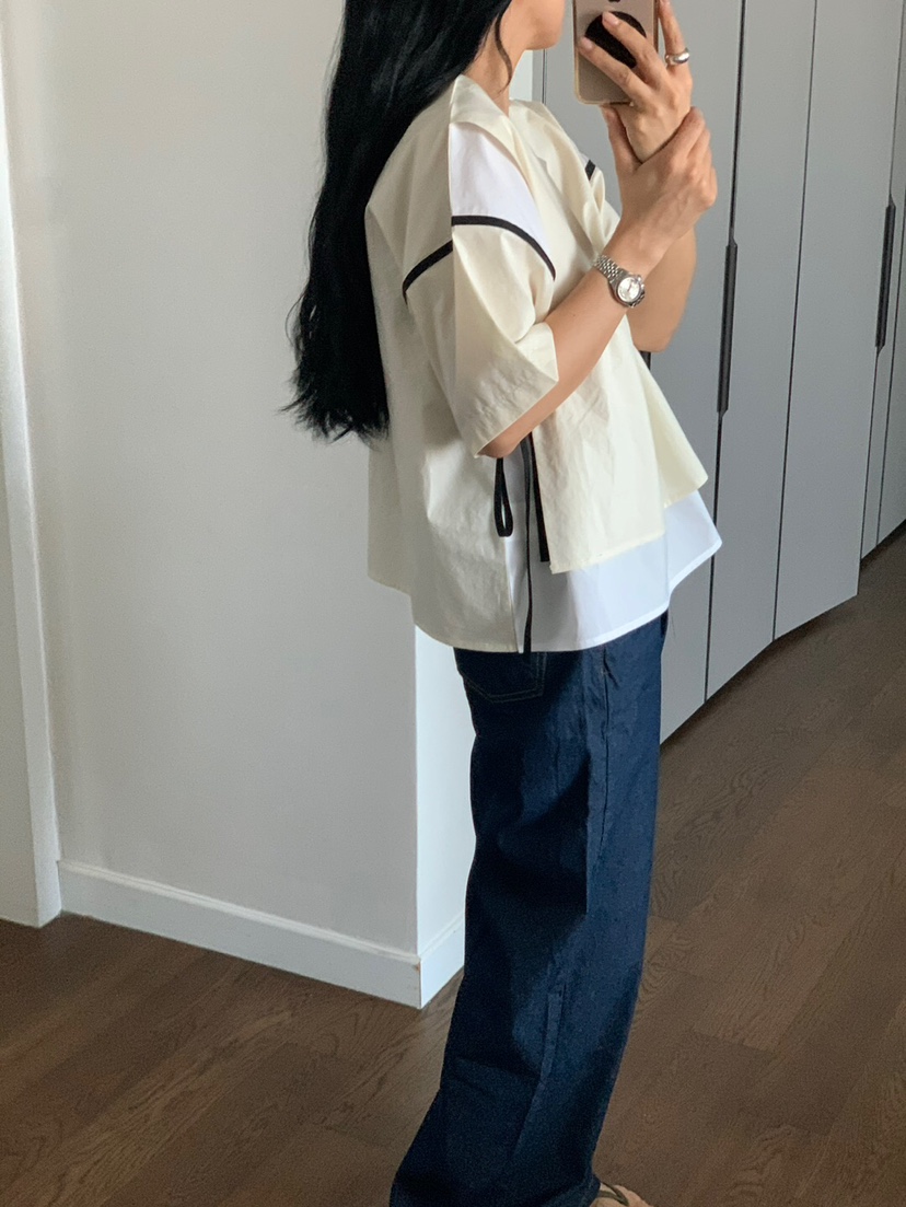 LA_TERRE韓國㊣直郵東大門代購女裝新款時尚25春夏襯衫蕾絲衫LA_TERRE襯衫/蕾絲衫