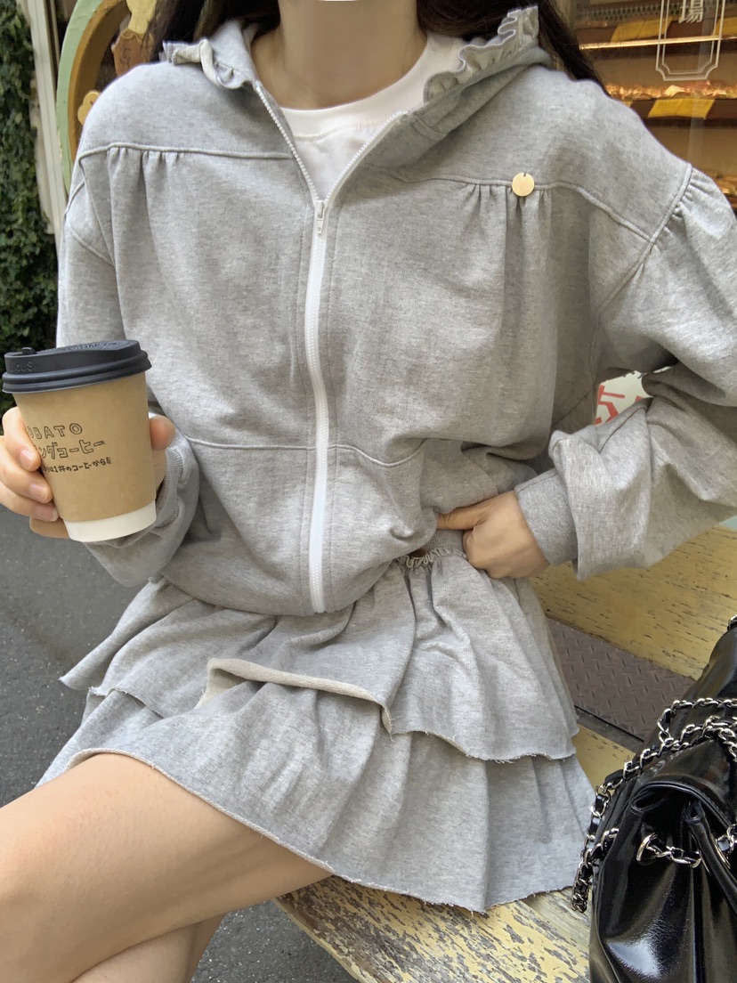 FORMSTUDIO韓國直郵㊣女裝新品休閑推薦人氣套裝荷葉邊兜帽FORMSTUDIO套裝
