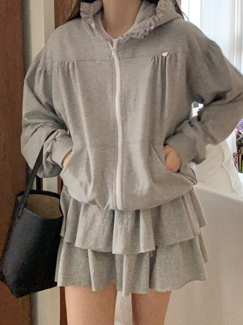 FORMSTUDIO韓國直郵㊣女裝新品休閑推薦人氣套裝荷葉邊兜帽FORMSTUDIO套裝圖色2