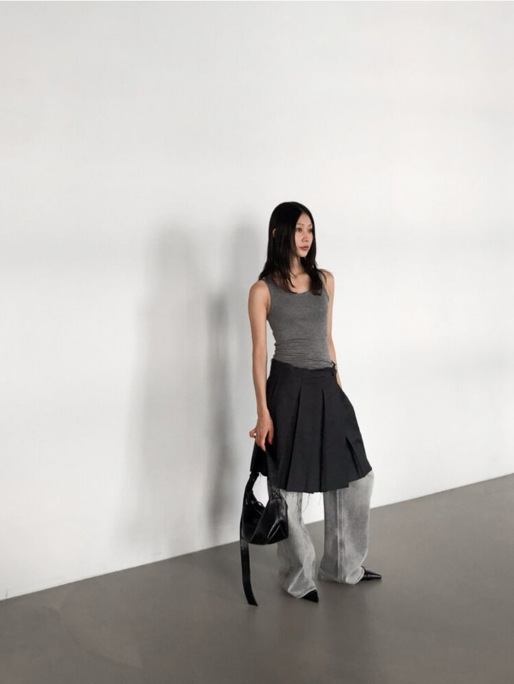LIVE FOREVER韓國直郵㊣女裝新款休閑時尚熱賣半身裙中短裙LIVE FOR_EVER半身裙/中短裙