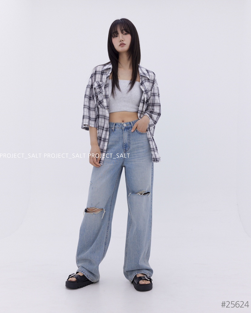 PROJECT SALT韓國直郵㊣東大門實拍女裝新款時尚牛仔褲PROJECTSALT牛仔褲