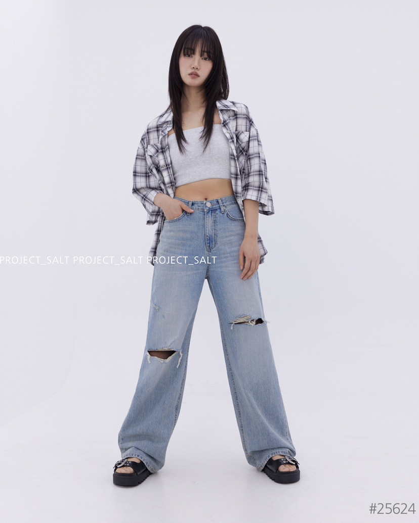 PROJECT SALT韓國直郵㊣東大門實拍女裝新款時尚牛仔褲PROJECTSALT牛仔褲