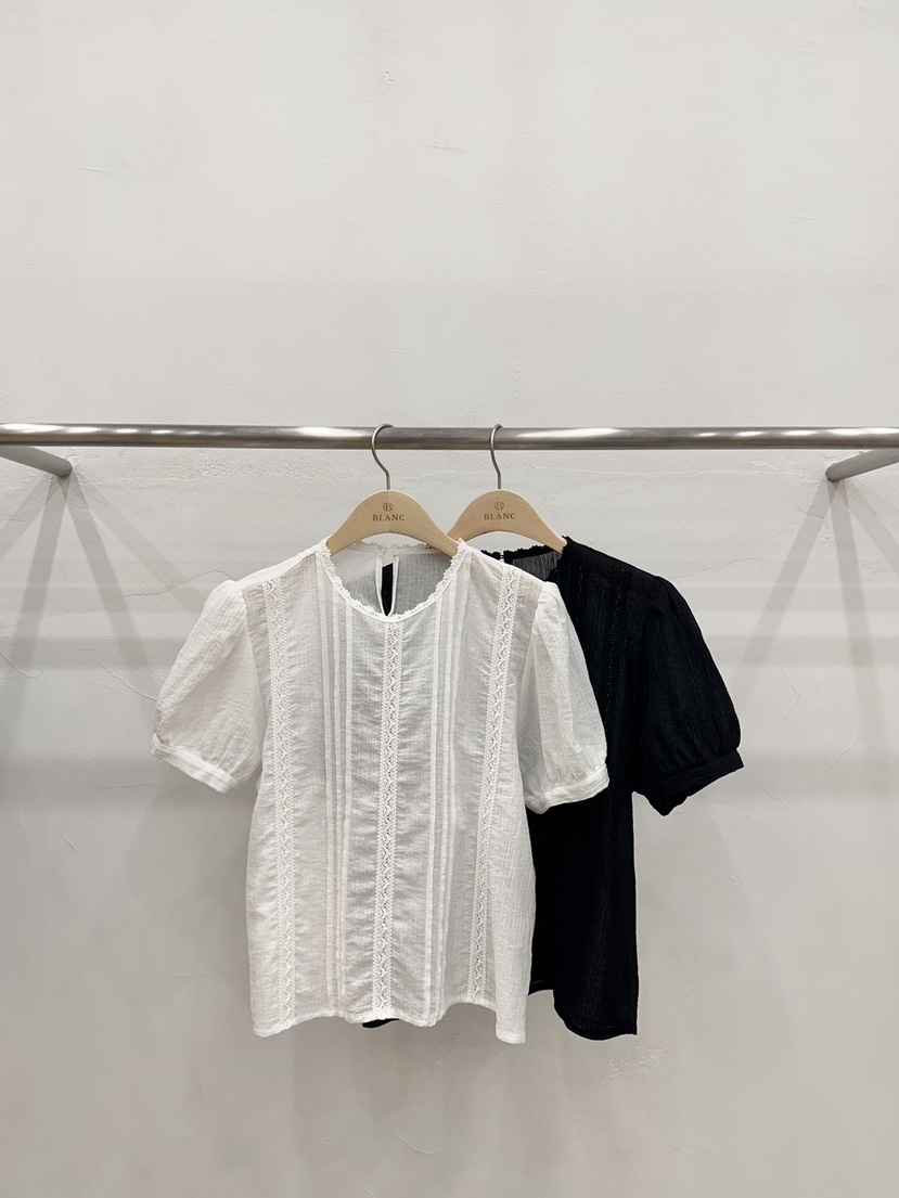 BLANC-A直郵韓國代購㊣女裝新款25春夏人氣襯衫蕾絲衫蕾絲BLANC-A襯衫/蕾絲衫