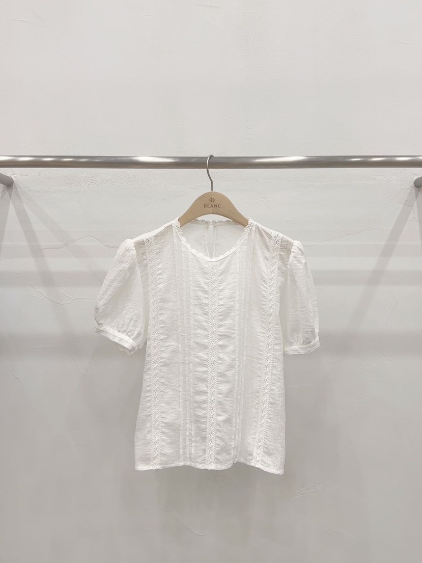 BLANC-A直郵韓國代購㊣女裝新款25春夏人氣襯衫蕾絲衫蕾絲BLANC-A襯衫/蕾絲衫