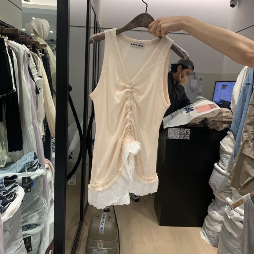 LOVE PULL韓國直郵㊣女裝新品人氣時尚休閑推薦吊帶背心褶皺LOVE PULL吊帶/背心圖色3