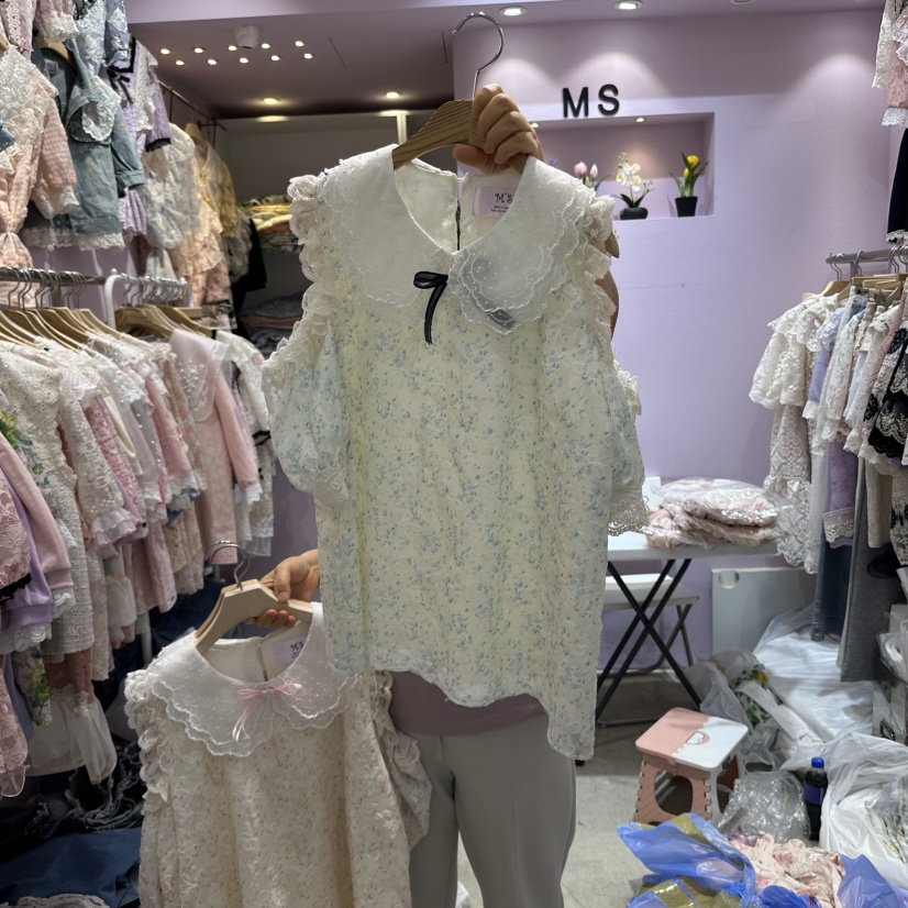 MS韓國㊣直郵東大門代購女裝新品人氣時尚推薦熱賣襯衫蕾絲衫MS襯衫/蕾絲衫圖色3