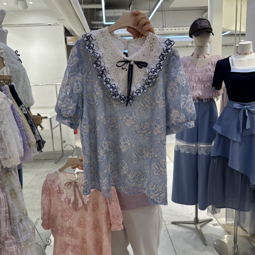 MS韓國㊣直郵東大門代購女裝新品熱賣25春夏時尚襯衫蕾絲衫MS襯衫/蕾絲衫圖色2