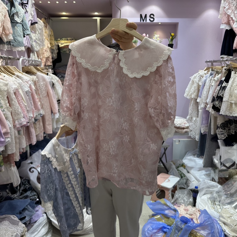 MS直郵韓國代購㊣女裝新品人氣時尚休閑25春夏熱賣襯衫蕾絲衫MS襯衫/蕾絲衫