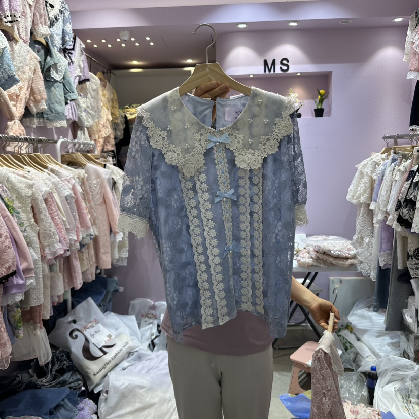 MS直郵韓國代購㊣女裝新品人氣時尚休閑25春夏熱賣襯衫蕾絲衫MS襯衫/蕾絲衫