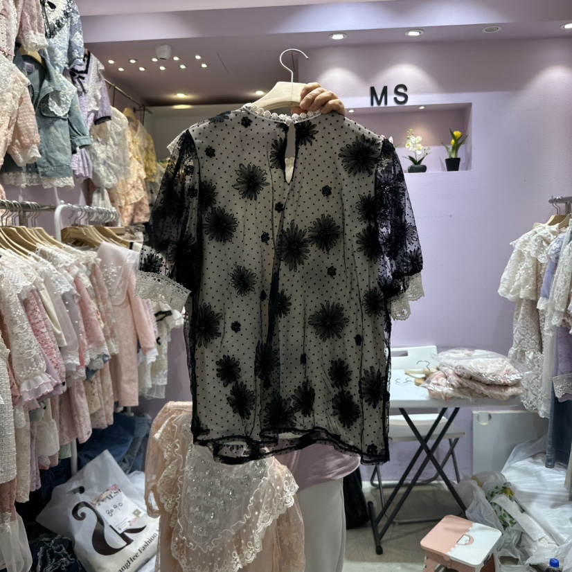 MS直郵韓國代購㊣女裝新品時尚休閑25春夏熱賣襯衫蕾絲衫絨MS襯衫/蕾絲衫