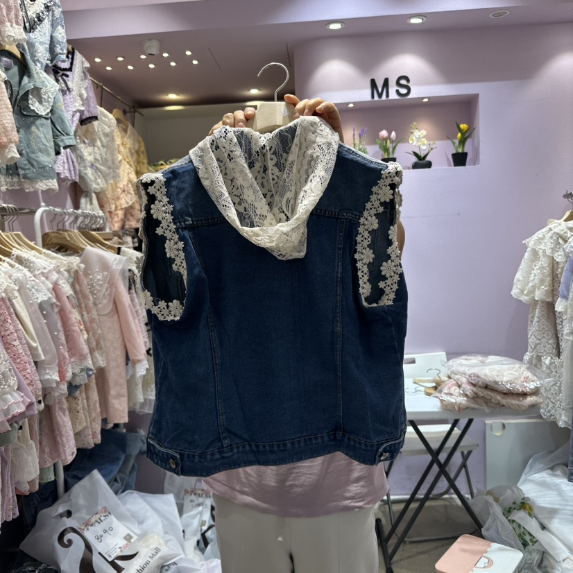 MS韓國直郵㊣女裝新品人氣休閑推薦熱賣25春夏時尚馬甲連帽MS馬甲