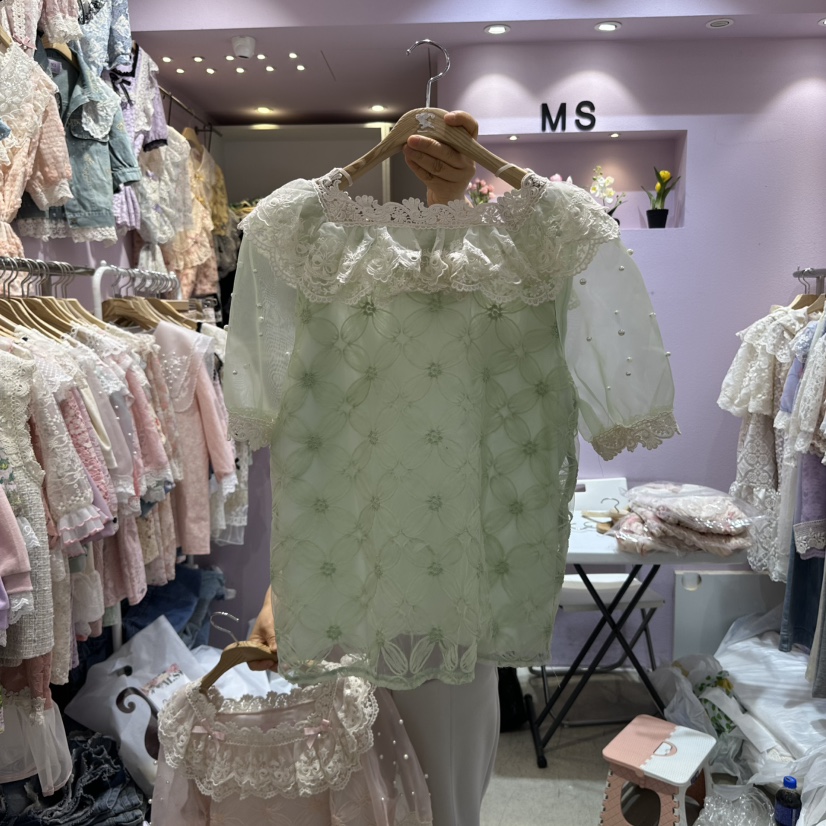 MS韓國㊣直郵東大門代購女裝新品25春夏休閑時尚襯衫蕾絲衫MS襯衫/蕾絲衫