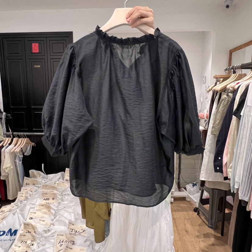 VENIR-a韓國直郵㊣女裝新品25春夏時尚休閑人氣襯衫蕾絲衫VENIR-a襯衫/蕾絲衫